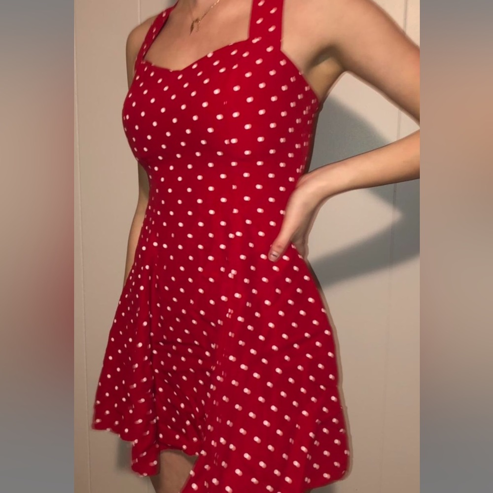 Vintage red polka dot mini dress.